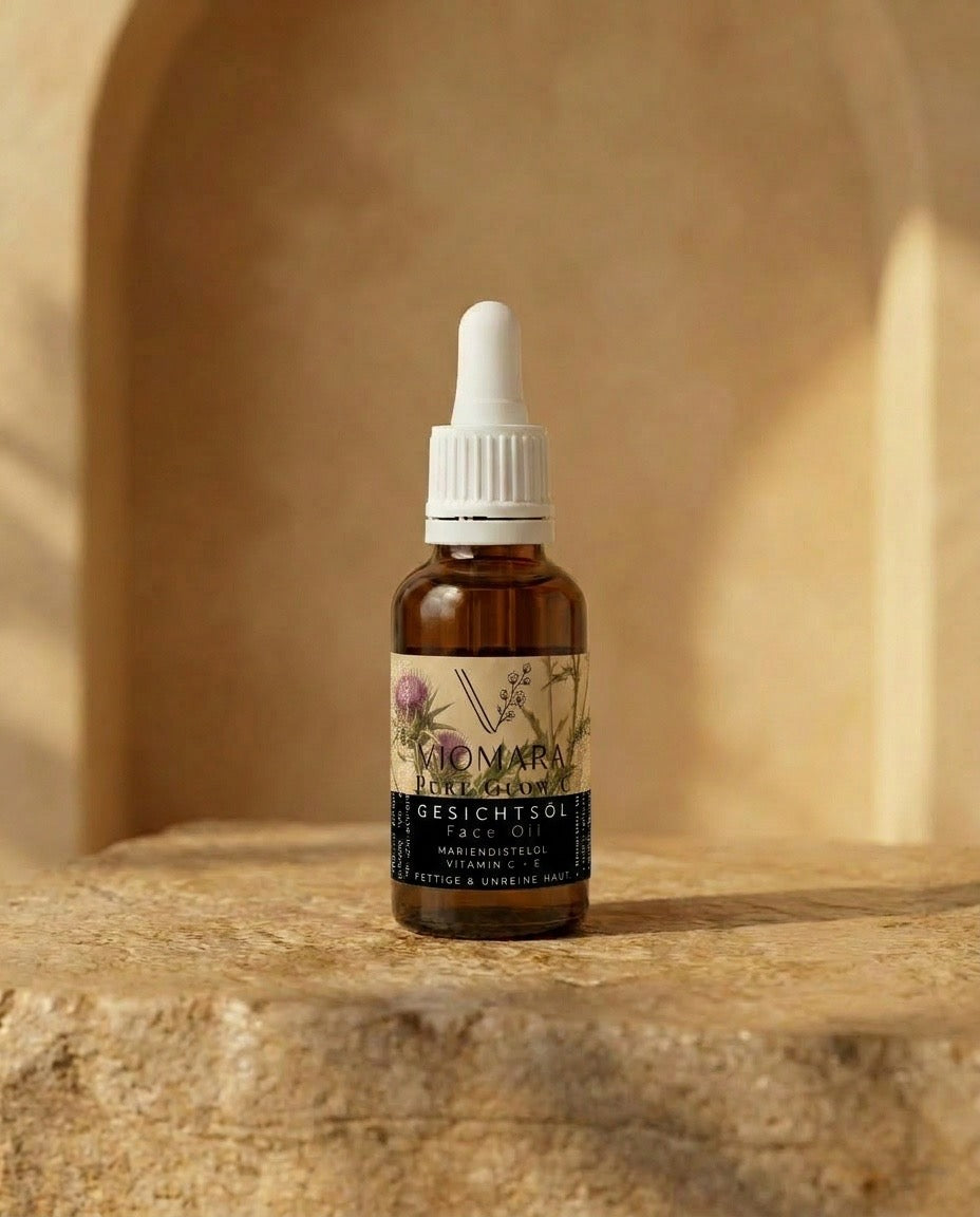 VIOMARA Gesichtsöl | Face Oil mit Mariendistel Öl & Vitamin C+E | Für fettige bis unreine Haut | 30ml