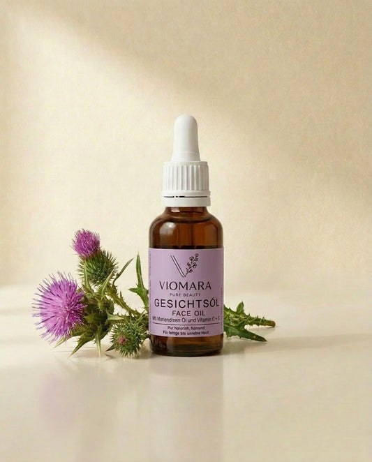 VIOMARA Gesichtsöl | Face Oil mit Mariendistel Öl & Vitamin C+E | Für fettige bis unreine Haut | 30ml