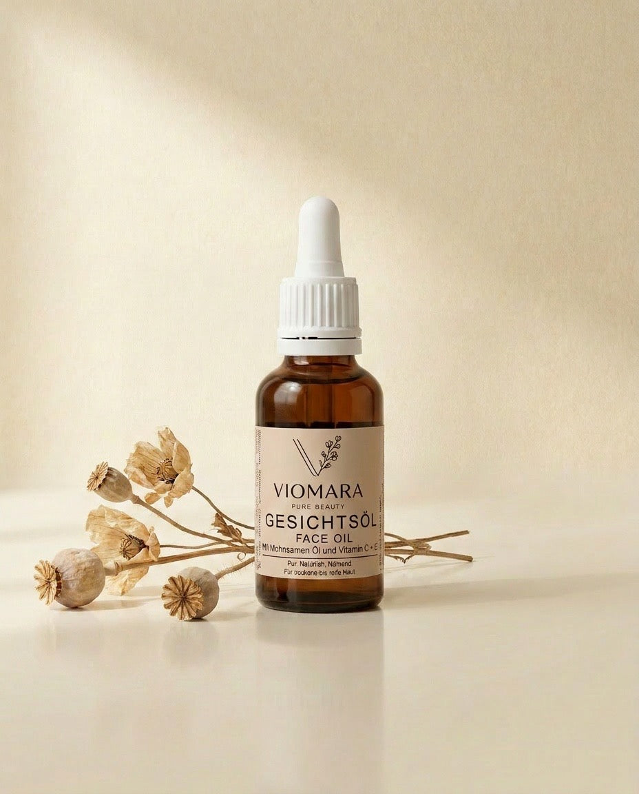 VIOMARA Gesichtsöl | Face Oil mit Mohnsamen Öl & Vitamin C+E | Für trockene bis reife Haut | 30ml