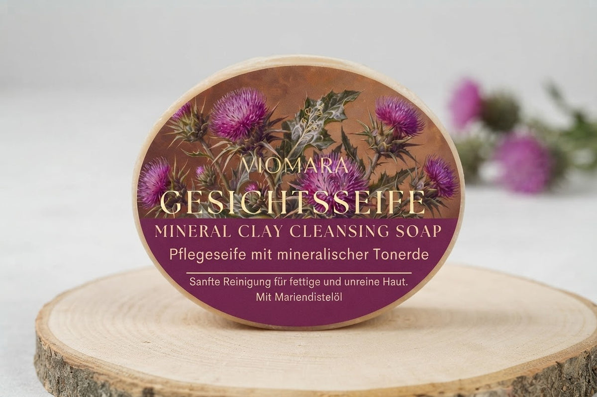 VIOMARA Gesichtsseife mit Tonerde | Für fettige & unreine Haut 80g