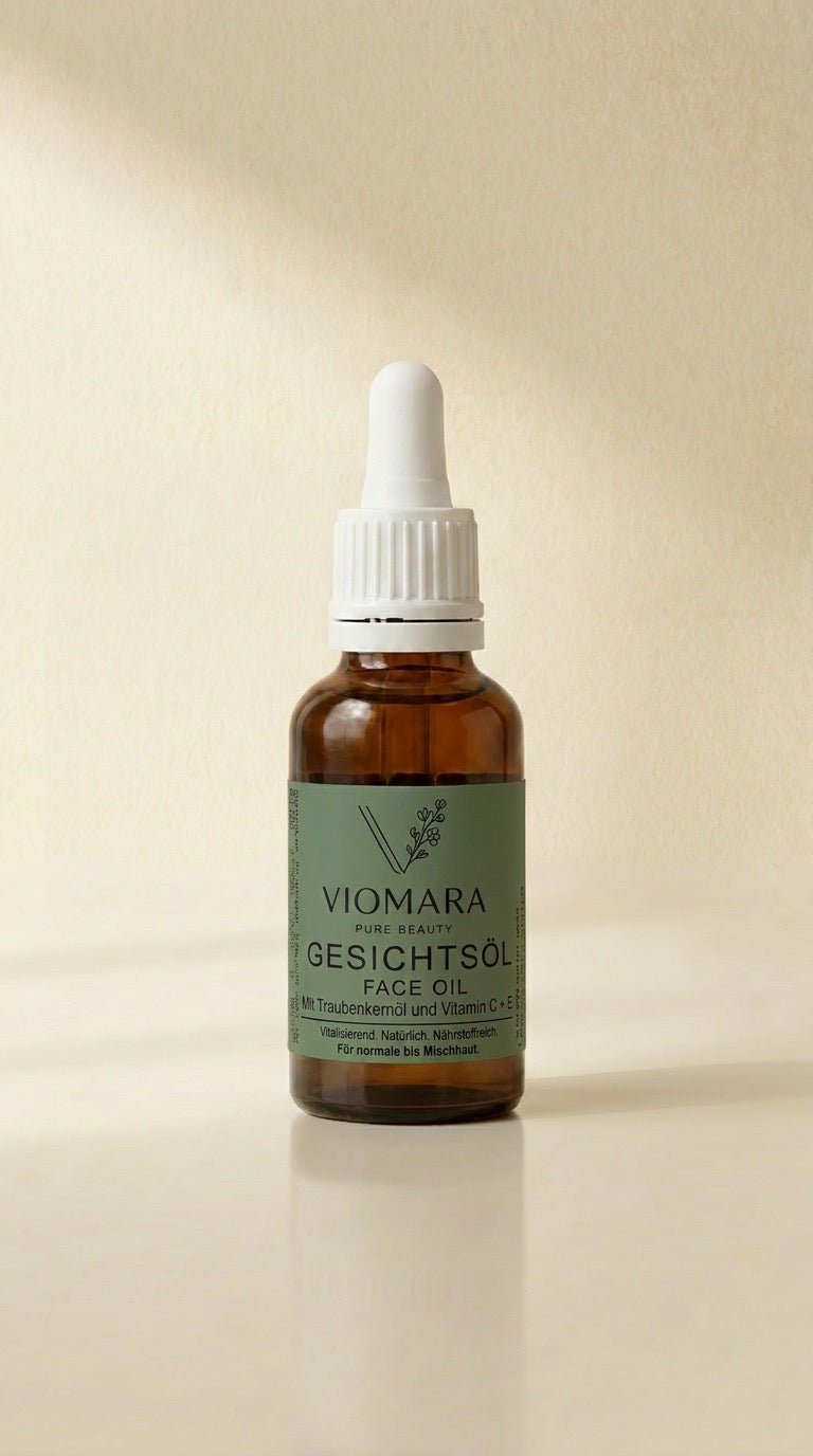 VIOMARA Gesichtsöl | Face Oil mit Traubenkernöl & Vitamin C+E | Für normale bis Mischhaut | 30ml